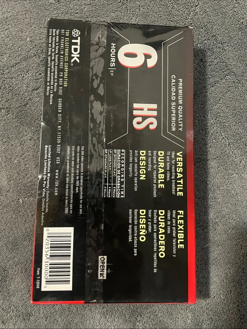 TDK VHS T-120 HS 6-Hour Videotape - Red NWT